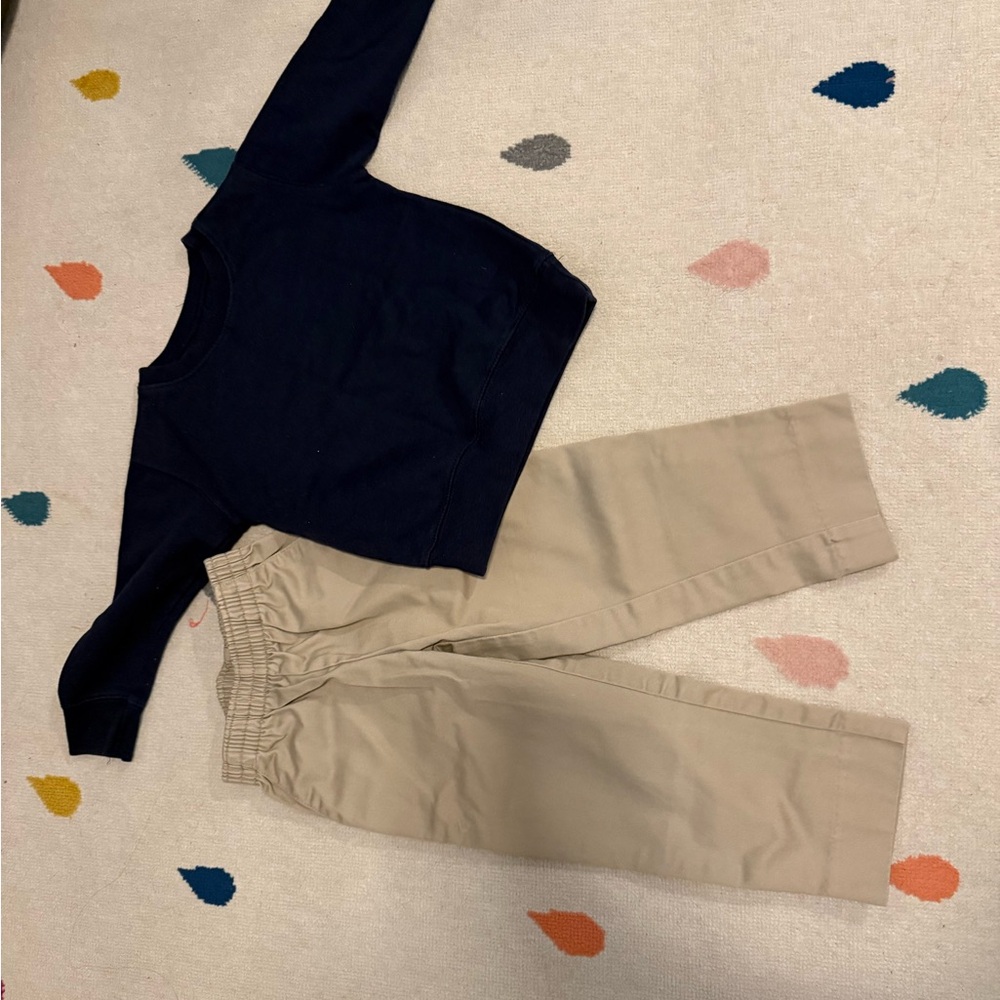 Blue and Tan Casual Cotton Blend Bottoms Uniform size 3t - Picture 4 of 4